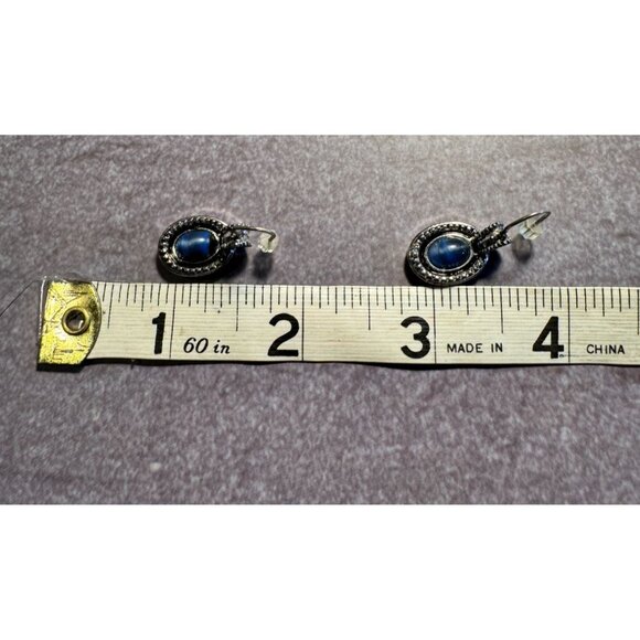 Liz Claiborne Silver-Tone Earrings With Blue Stone For Pierced Ears - Picture 9 of 14